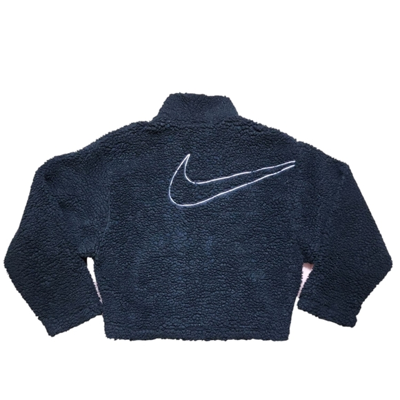 Nike Sportswear Sherpa Swoosh Womens Crop Zip Jacket Size Med - Picture 8 of 15